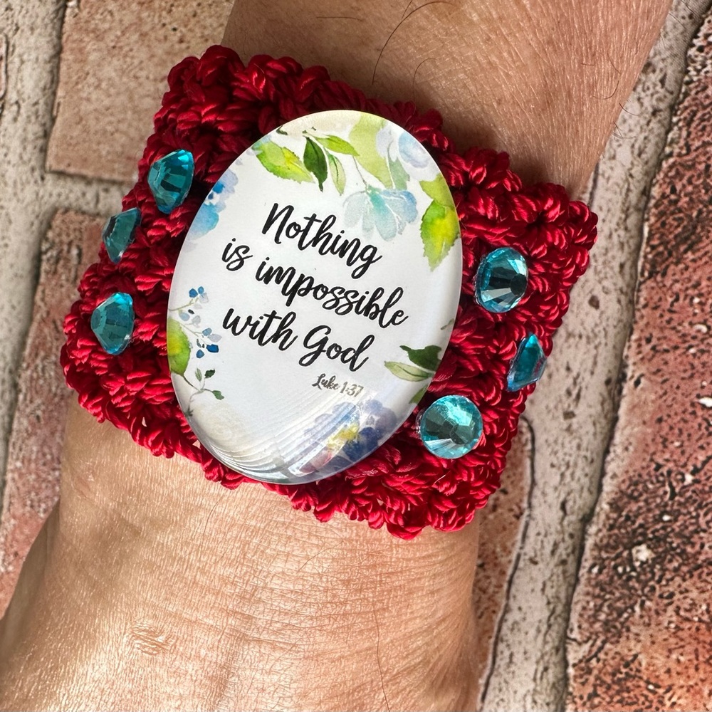 Hand Knits 2 Love Bracelet Bible Verse Cabochon Glass Beads Glass Beads Designer